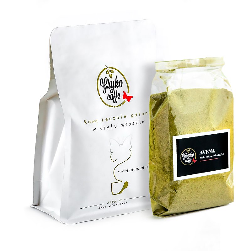 Zestaw startowy kawa 250g + miałki zielony owies 100g